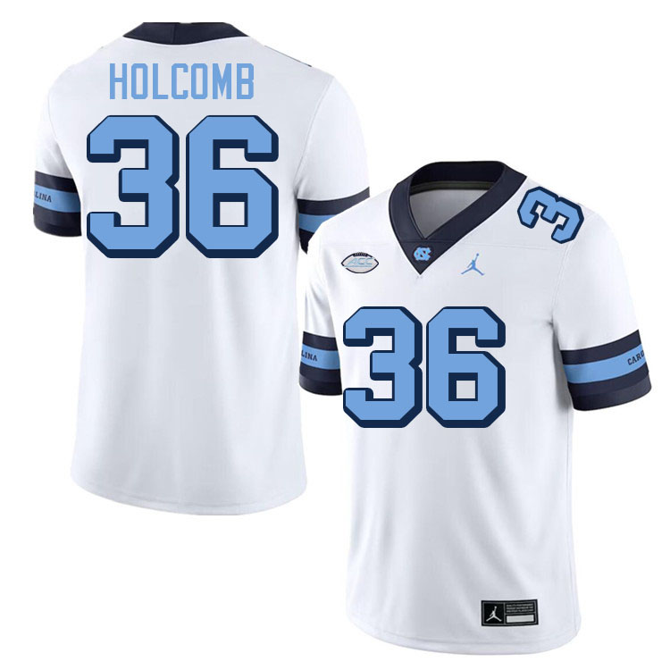 #36 Cole Holcomb North Carolina Tar Heels Jerseys,Apparels,Uniforms Stitched-Alternate White